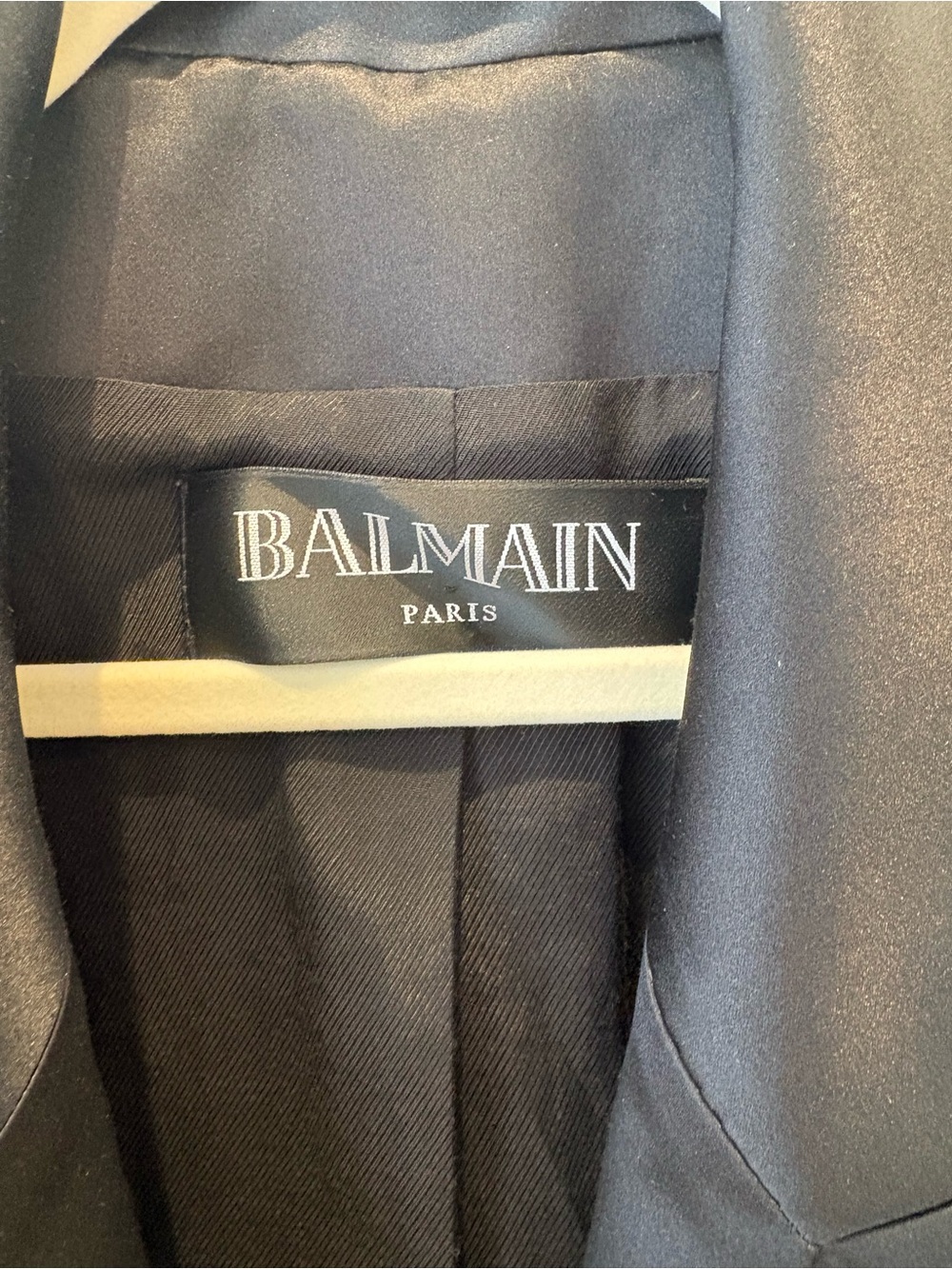 BALMAIN Paris Black Wool Tuxedo Blazer Size 40 Power Shoulder Made France - Picture 6 of 11